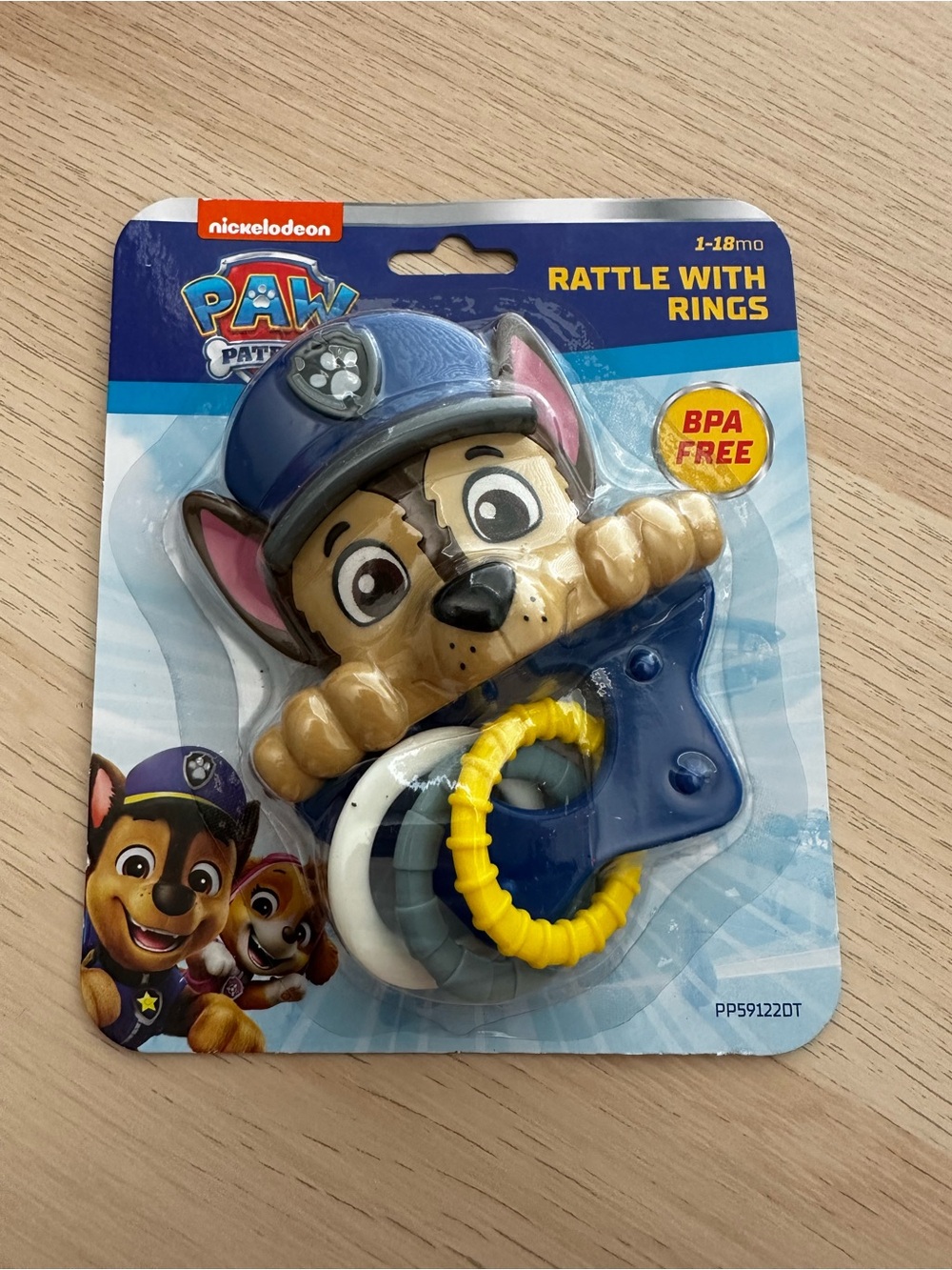 Nickelodeon Paw Patrol Blue Navy Yellow Baby Rattle with Rings